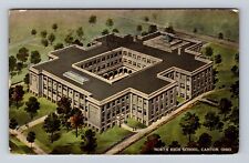 Canton OH-Ohio, Birds Eye View North High School, Vintage c1916 Postcard picture