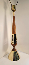 Vtg Mid Century Modern Tony Paul for Westwood Brass & Wood Table Lamp picture