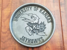 Vintage University Of Kansas KU Jayhawks Metal Ashtray / Coaster picture