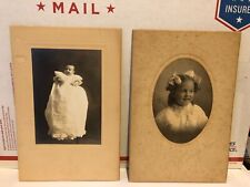 Antique Photos-Smiling Girl and Baby- Set #002. Cabinet Cards picture