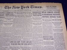 1939 JAN 21 NEW YORK TIMES - HITLER REMOVES SCHACHT, JACOB RUPPERT WILL - NT 447 picture