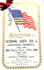 Patriotic Vermont School Souvenir Program American Flag Hartford Antique  picture