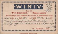 1948 West Brookfield,MA W1MIV Worcester County QSL/Ham Massachusetts Postcard picture