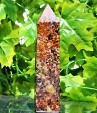 265MM Red Plum Blossom Tourmaline Crystal Quartz Chakra Healing Aura Stone Tower picture