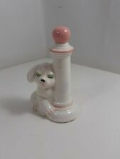 Vintage Satis - 5 Figurine white puppy with light pole vg  picture