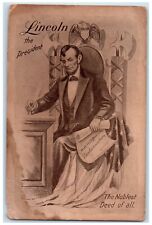 c1910's Lincoln The President Writing Noblest Deed Of All Antique Postcard picture