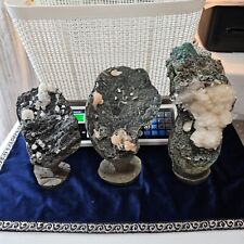 7.2kg 3pc BULK Chalcedony Apophyllite Black Amethyst Geode Cathedral Clusters picture