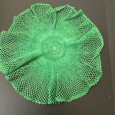 Vintage * Beautiful 22” Round Kelly  GREEN in color Starched Crochet Doily.  picture