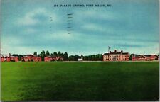 Post Card MD 1134 Parade Ground, Forte Meade MD VTG Linen 1951 picture