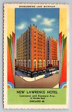 New Lawrence Hotel Overlooking Lake Michigan Chicago Illinois Unposted Linen picture