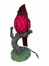 Vintage Stained Glass Cardinal Tiffany Style Bird On Tree Table Lamp picture