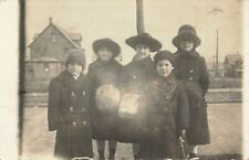 Children Kids Bundled Up For Winter Cold In Oregon 1920s RPPC Postcard picture