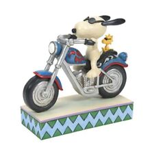 Jim Shore Peanuts Snoopy & Woodstock Riding Motorcycle Figurine 6014347 picture