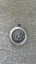 Vintage Sterling Silver St. Christopher Medal Pendant Charm Large picture