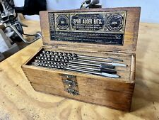 Vintage 13 Piece Set Russell Jennings Auger Drill Brace Bits, Black Label Box picture