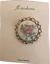Vintage Miniature Enamel Rose Pin Brooch Western Germany Dept Store Jewelry  picture