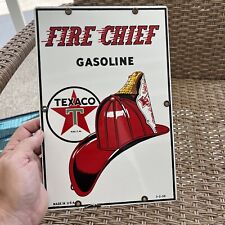 Rare Size 12” X 8” Texaco Fire Chief Gasoline Rare Porcelain Pump Sign picture