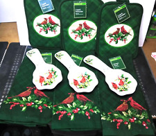 Christmas Cardinal Lot - 3x Atico Spoon Rest / 6 Pot Holders / 6 Hand Towels NEW picture
