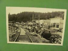 Vintage RPPC Real Postcard: 1940s Sekiu Washington Town Street & Railroad Scene. picture
