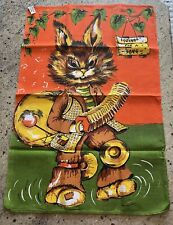 Vintage Cotton Towel Anthropomorphic Bunny Rabbit Accordion One Man Band Excello picture