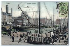 1908 Le Quai Flammand Anvers Belgium Horse Carriage Postage Due 2 Cents Postcard picture