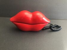 Vintage TeleMania Red HOT LIPS Push Button Telephone WORKS landline 1980's picture