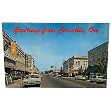 Corvallis Oregon Postcard Vintage Main Street Downtown Souvenir Rexall Drugs picture