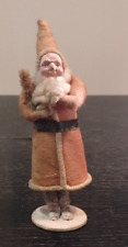 Antique German Clay/Composition Santa With Tree Spun Cotton Candy Container picture