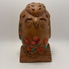 Vintage 60s-70s Ceramic Trippy Flower Power Owl Statue, Decor picture