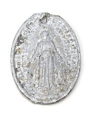 Vintage Sterling Silver 925 Small Oval Miraculous Medal Pendant Lady Grace #F1 picture