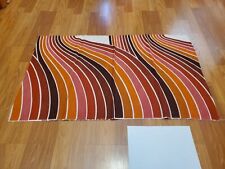 Awesome RARE Vintage Mid Century retro 70s org pnk brn rainbow wave fabric LOOK picture