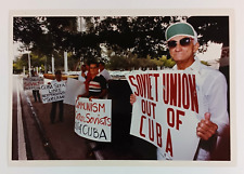 1990 Miami Florida Cuban Castro Communism Protest Cuba FL Vintage Press Photo picture