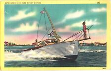 Man and Woman Enjoying An Afternoon Ride Over Sunny Waters Postcard picture