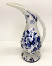 Vintage Delfts Delft Holland Mini Pitcher 6” Blue white Porcelain Floral Signed picture