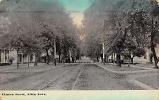 Albia Iowa~Homes w/Porches on Dirt Clinton St @ Twilight~Trolley Tracks c1914 picture
