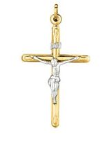 14K Yellow and White Gold Large Crucifix Cross picture