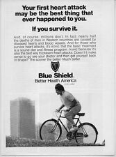 1973 Vintage Ad Blue Shield Insurance Man Rides Bicycle  picture