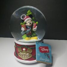 Set of 2 FULL SIZE Mickey Mouse Festive Cheer Musical Snow globes picture
