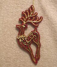 Acrylic Red & Gold Jumping Reindeer Christmas Ornament - New picture