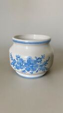 Vintage Cream and Blue Flower Pot Vase Hand Painted USA FTD picture