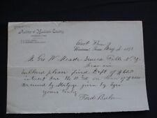 1893 East Peru Iowa Fred Beeler family Signed ORIGINAL Letter picture