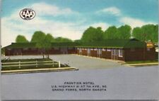 c1950s GRAND FORKS, North Dakota Postcard FRONTIER MOTEL Hwy 81 Roadside Linen picture