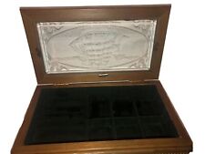 Vintage Wooden Jewelry Box Etched Clipper Ship Glass Wood Box Nautical Fun picture