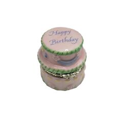 Hallmark Signature Hinged TRINKET BOX Pink Happy Birthday Cake Bezel Box picture