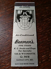 Vintage Matchcover: Beaman's Fine Foods, Kansas City, MO picture