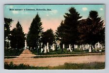 Hicksville OH-Ohio, Maine Entrance to Cemetery, Antique Vintage Postcard picture