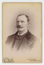 Antique c1880s Cabinet Card Large Dashing Dapper Man Mustache New Bedford, MA picture