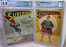 CGC SUPERMAN #6 & #7 Graded 6.0 and 2.0 D.C. COMICS 1940 GOLDEN AGE 84 Years old picture