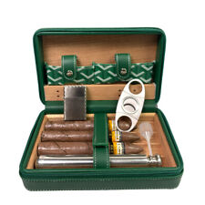 Cedar Wood Portable Humidor Cigarette Case Bag 4 Travel Cigar Holder Leather picture