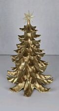 Vtg Gold Christmas Tree Glitter Sparkles 10 inch Holiday Decoration Shelf Table picture